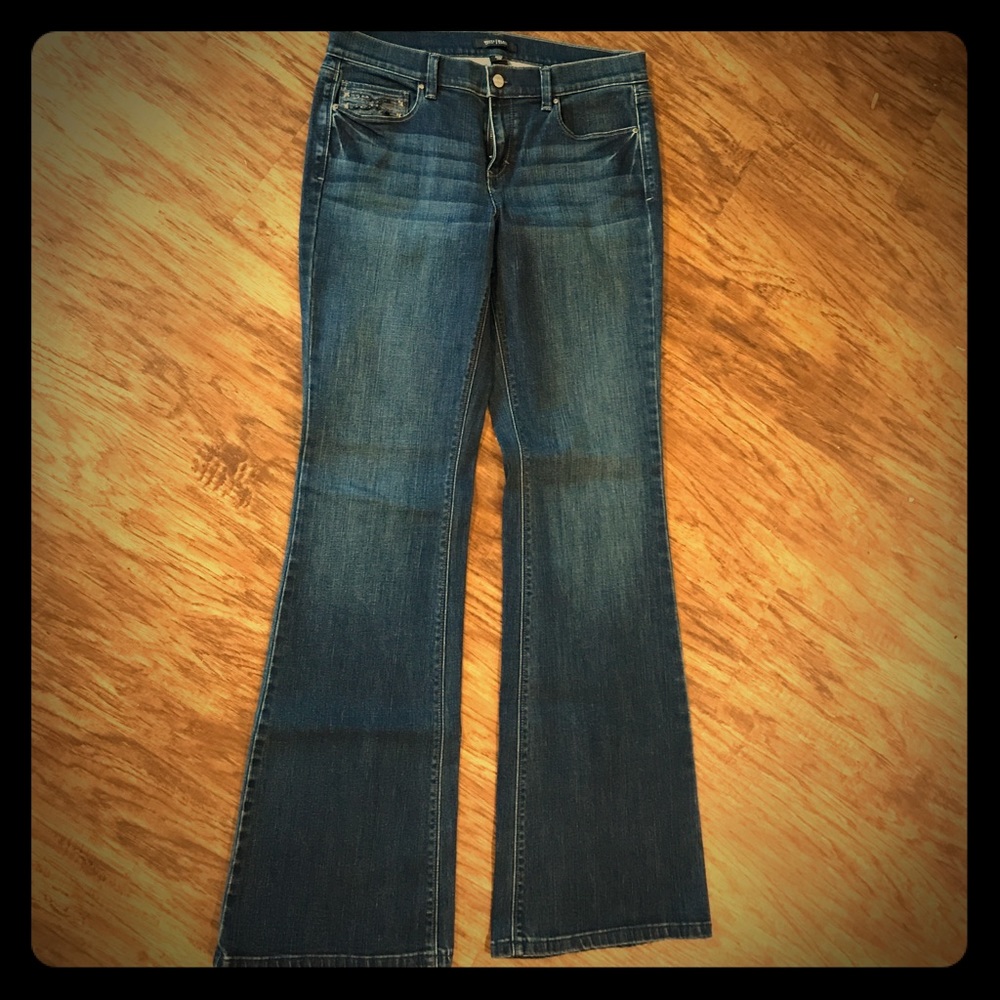 White House Black Market Flare Jean with beading